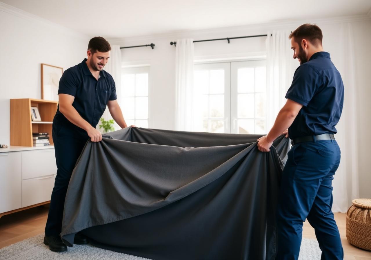 Flyttefolk pakker møbler i pænt hjem
